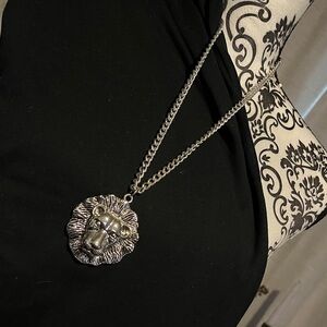 Silver Lion Pendant Necklace